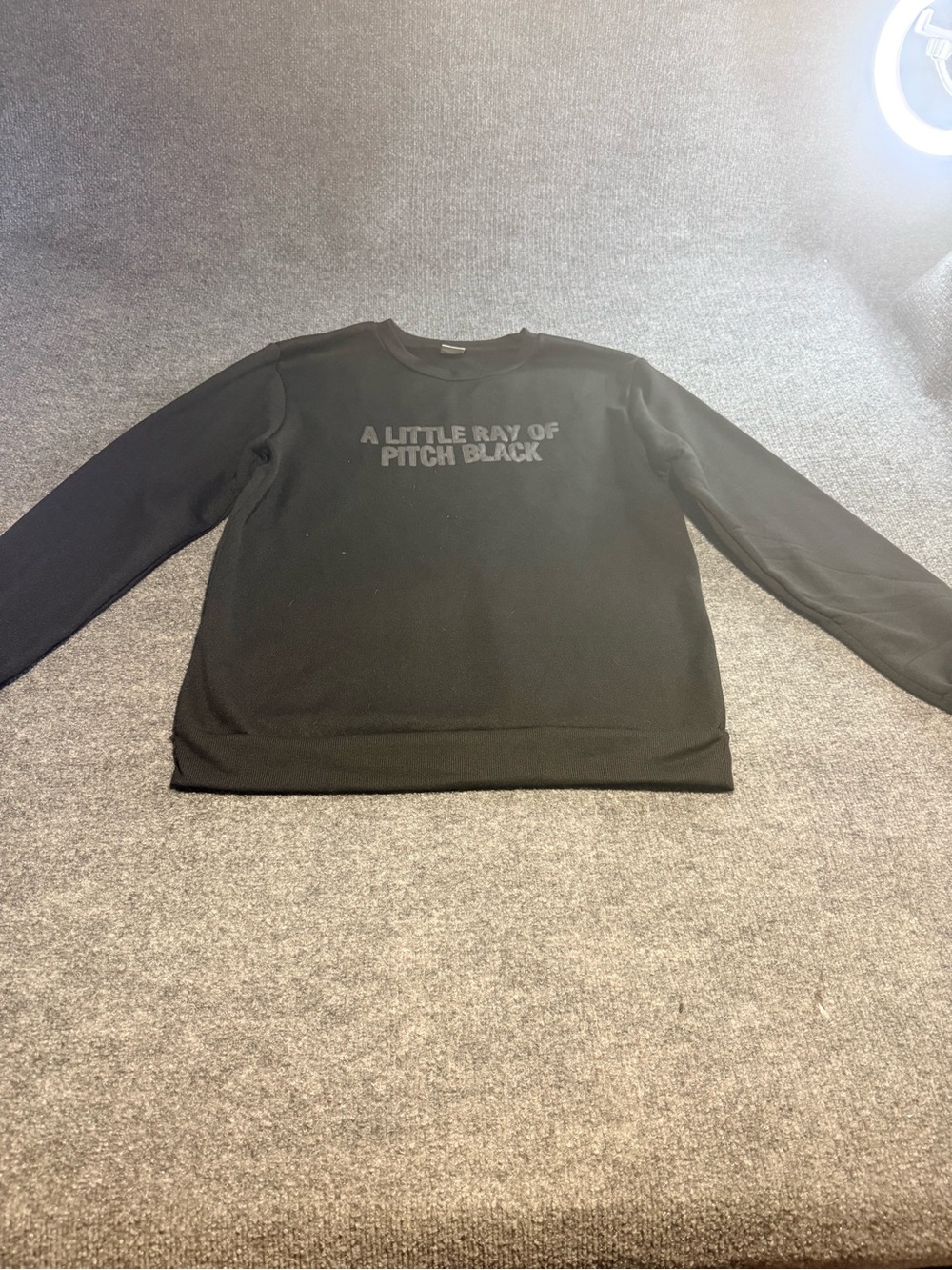 Black Men's Crewneck Sweater with 'A Little Ray of Pitch Black' Text